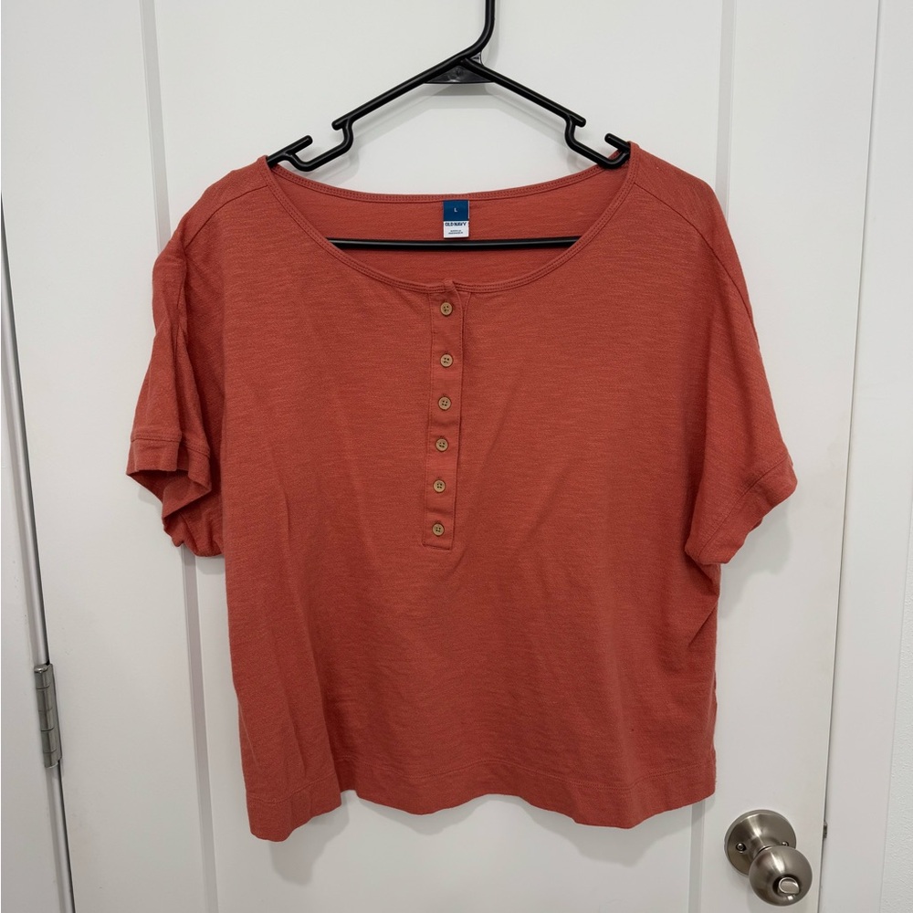 Casual Rust Button-Up Women's Top